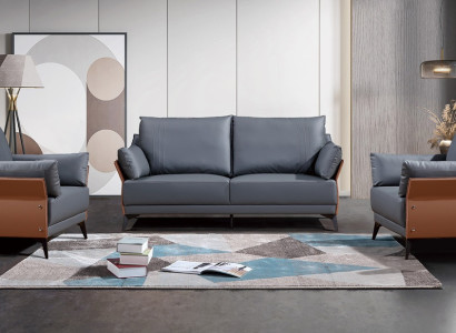 Sofagarnitur 3+1+1 Sitzer Sofas Couch Polster Garnitur Möbel Couchen Leder Büro